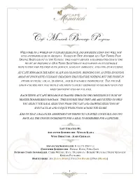 Café Monarch Beverage Program