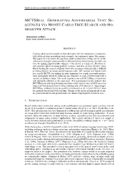 Mctsbug: Generating Adversarial Text