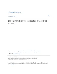 Tort Responsibility for Destruction of Goodwill Floyd A