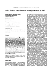 Akt Is Involved in the Inhibition of Cell Proliferation by EGF