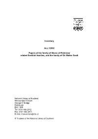 Inventory Acc.12092 Papers of the Family of Skene of Rubislaw Related