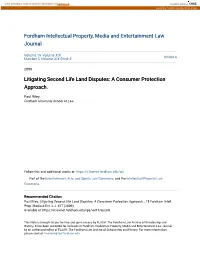 Litigating Second Life Land Disputes: a Consumer Protection Approach