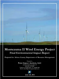 Montezuma II Wind Energy Project Final Environmental Impact Report