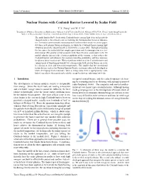 Nuclear Fusion with Coulomb Barrier Lowered by Scalar Field