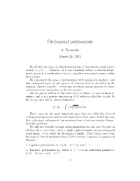 Orthogonal Polynomials