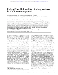 Role of Unc51.1 and Its Binding Partners in CNS Axon Outgrowth