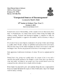 “Unexpected Sources of Encouragement”