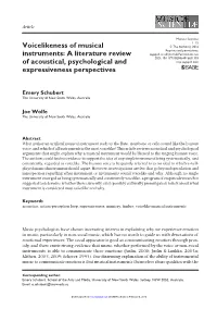 Voicelikeness of Musical Instruments