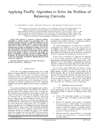 Applying Firefly Algorithm to Solve the Problem of Balancing Curricula