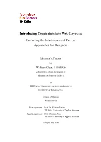 Introducing Constraints Into Web Layouts