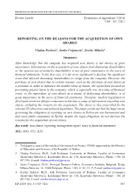 Reporting on the Reasons for the Acquisition of Own Shares1