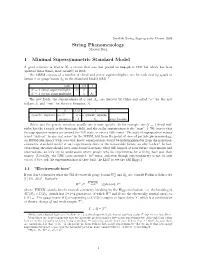 String Phenomenology 1 Minimal Supersymmetric Standard Model