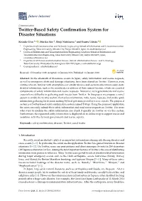 Twitter-Based Safety Confirmation System for Disaster Situations