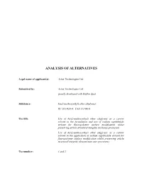 Analysis of Alternatives