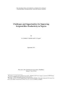 Challenges and Opportunities for Improving Irrigated Rice Productivity in Nigeria