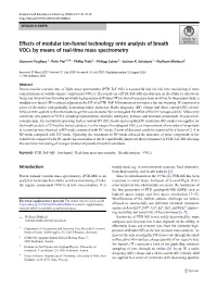 Effects of Modular Ion-Funnel Technology Onto Analysis of Breath Vocs by Means of Real-Time Mass Spectrometry