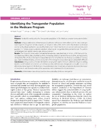 Identifying the Transgender Population in the Medicare Program