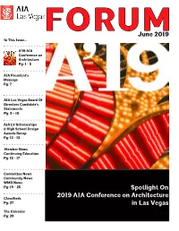 June 2019 Spotlight on 2019 AIA Conference on Architecture in Las