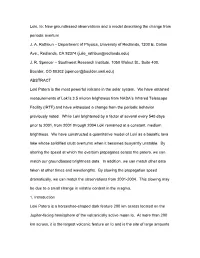 Loki, Io: New Groundbased Observations and a Model Describing the Change from Periodic Overturn J. A. Rathbun – Department Of