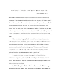 Monika Weiss 'S Language of Lament: History, Memory, and the Body