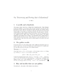 On “Discovering and Proving That Π Is Irrational”