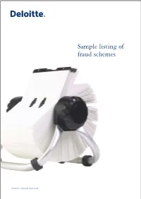 Sample Listing of Fraud Schemes