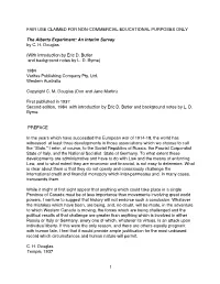The Alberta Experiment by CH Douglas-Introd and Notes