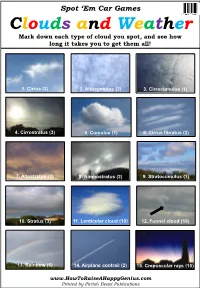 Cloud-Spotting Game Sheet