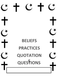 GCSE RELIGIOUS STUDIES REVISION BOOK Year 10 Topics BELIEFS PRACTICES QUOTATION QUESTIONSS God