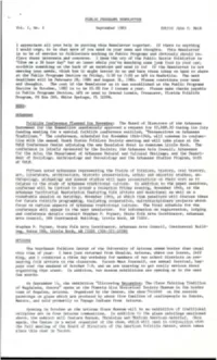 PUBLIC PROGRAMS NEWSLETTER Vol. 1, No. 2 September 1983 Editor