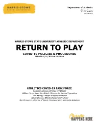 RETURN to PLAY COVID-19 POLICIES & PROCEDURES UPDATE: 1/21/2021 at 11:53 AM