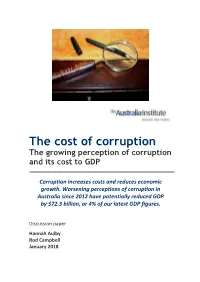 The Cost of Corruption the Growing Perception of Corruption and Its Cost to GDP