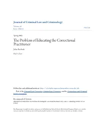 The Problem of Educating the Correctional Practitioner