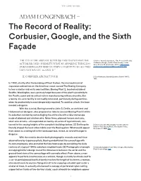 The Record of Reality: Corbusier, Google, and the Sixth Façade
