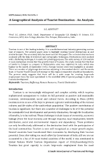 A Geographical Analysis of Tourist Destination - an Analysis