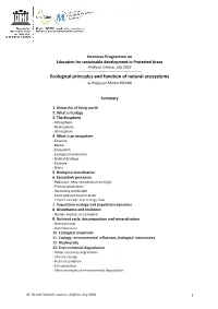 Ecological Principles and Function of Natural Ecosystems by Professor Michel RICARD