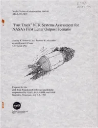NTR Systems Assessment for NASA's First Lunar Outpost Scenario