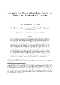Optimum Tariffs on Exhaustible Resources: Theory and Evidence