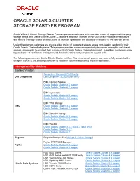 Oracle Solaris Cluster Storage Partner Program