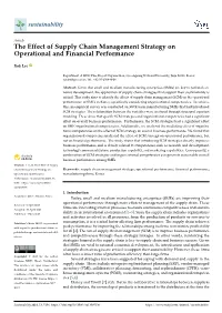 The Effect of Supply Chain Management Strategy on Operational and Financial Performance