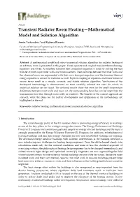 Transient Radiator Room Heating—Mathematical Model and Solution Algorithm