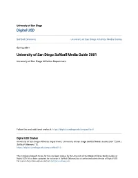 University of San Diego Softball Media Guide 2001