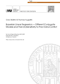 Bayesian Linear Regression — Different Conjugate Models and Their (In)Sensitivity to Prior-Data Conﬂict