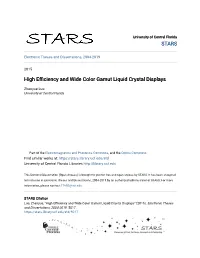 High Efficiency and Wide Color Gamut Liquid Crystal Displays