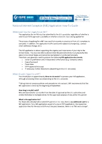 National Interest Exception (NIE) Application How-To Guide