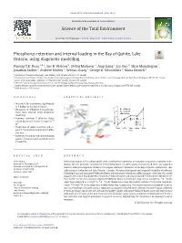 Phosphorus Retention and Internal Loading in the Bay of Quinte, Lake Ontario, Using Diagenetic Modelling