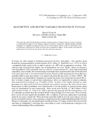 Resumptive and Bound Variable Pronouns in Tongan