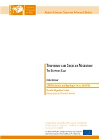 Temporary and Circular Migration: the Egyption Case