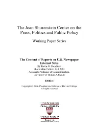 The Content of Reports on U.S. Newspaper Internet Sites by Kevin G