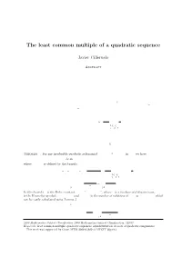 The Least Common Multiple of a Quadratic Sequence